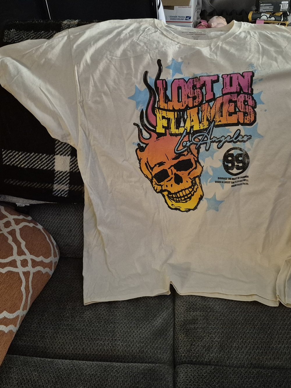 Fashion Nova White Cotton Men's T-Shirt 3X Crew Neck Short Sleeve Skull Graphic